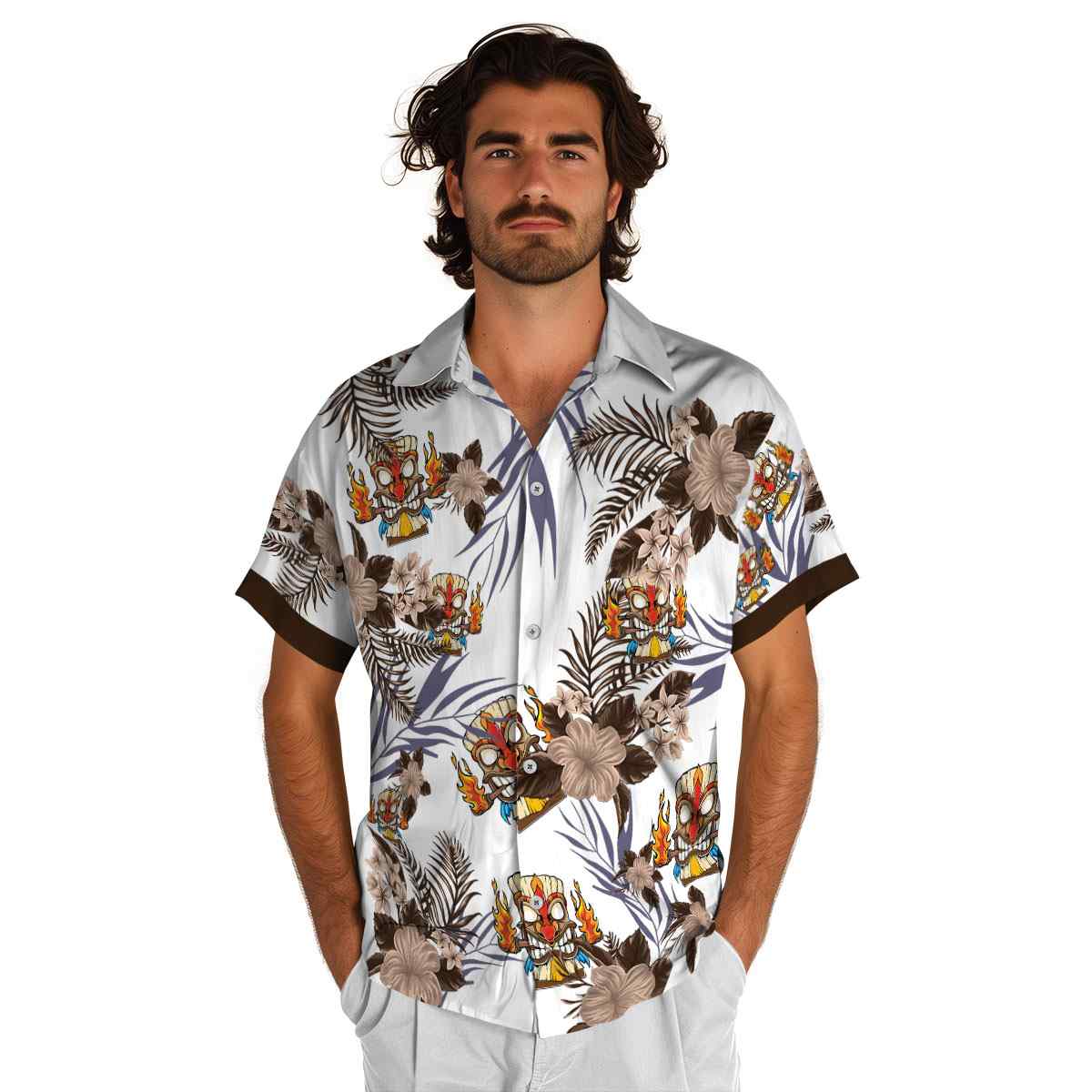 Tiki US Flag Floral Hawaiian Shirt New Arrival Tiki US Flag Floral Hawaiian Shirt New Arrival