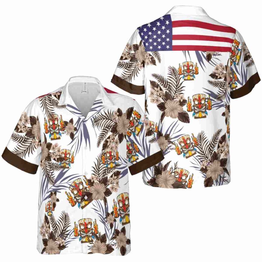 Tiki US Flag Floral Hawaiian Shirt Premium grade