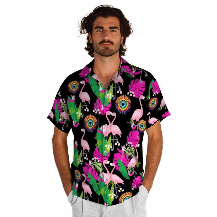 Trippy Flamingo Leaf Hawaiian Shirt New Arrival