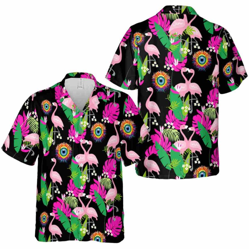 Trippy Flamingo Leaf Hawaiian Shirt Premium grade