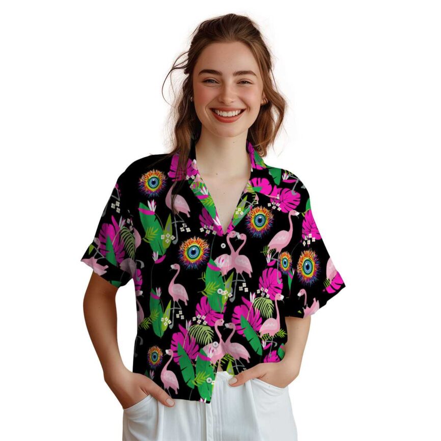 Trippy Flamingo Leaf Hawaiian Shirt Top rated