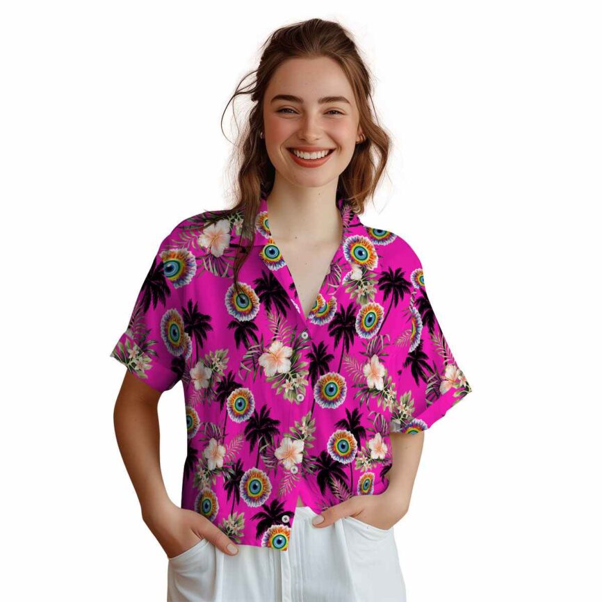 Trippy Hibiscus Palm Hawaiian Shirt Top rated
