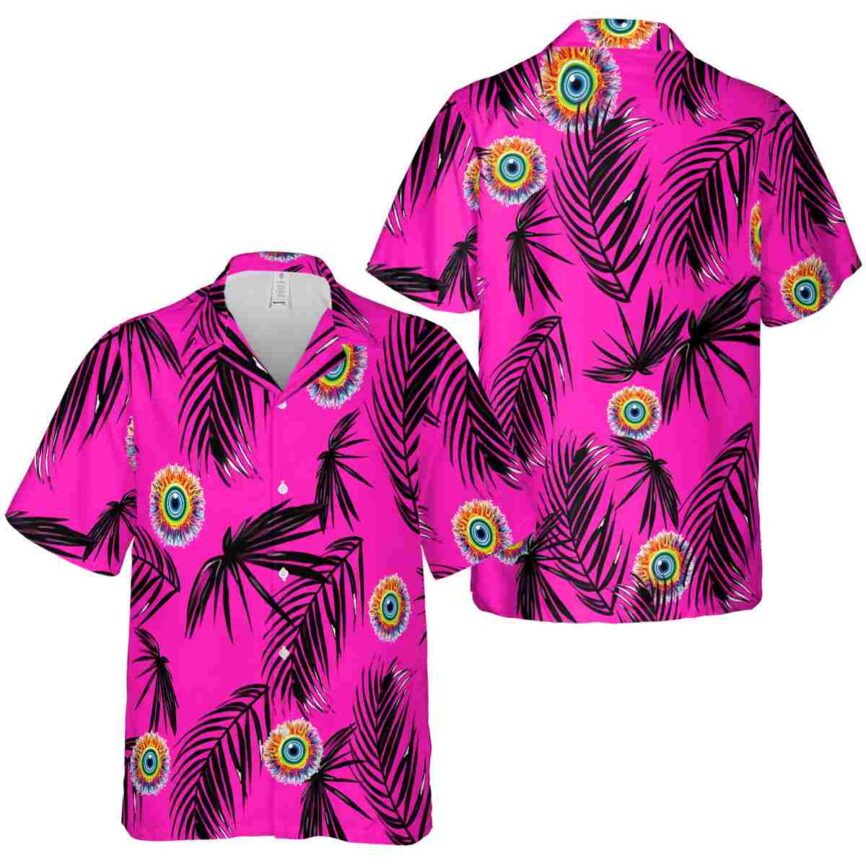 Trippy Monochrome Palm Hawaiian Shirt Premium grade