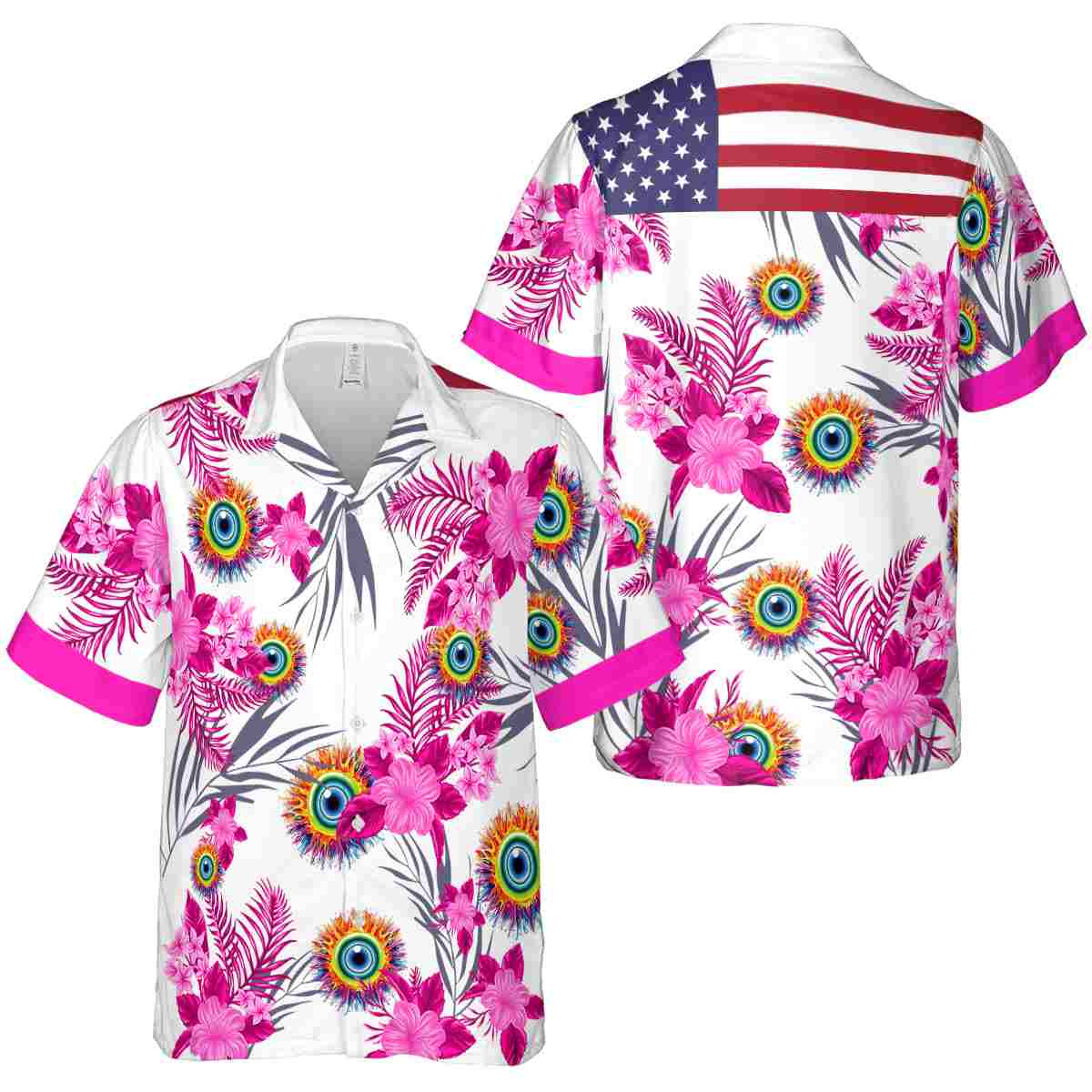Trippy US Flag Floral Hawaiian Shirt Premium grade Trippy US Flag Floral Hawaiian Shirt Premium grade