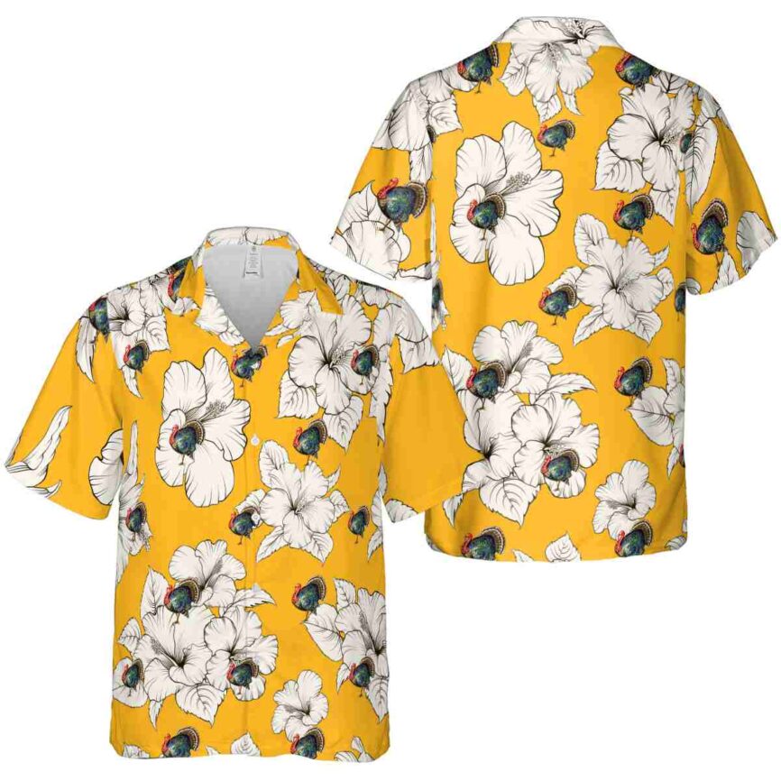 Turkey Hibiscus Flower Hawaiian Shirt Premium grade