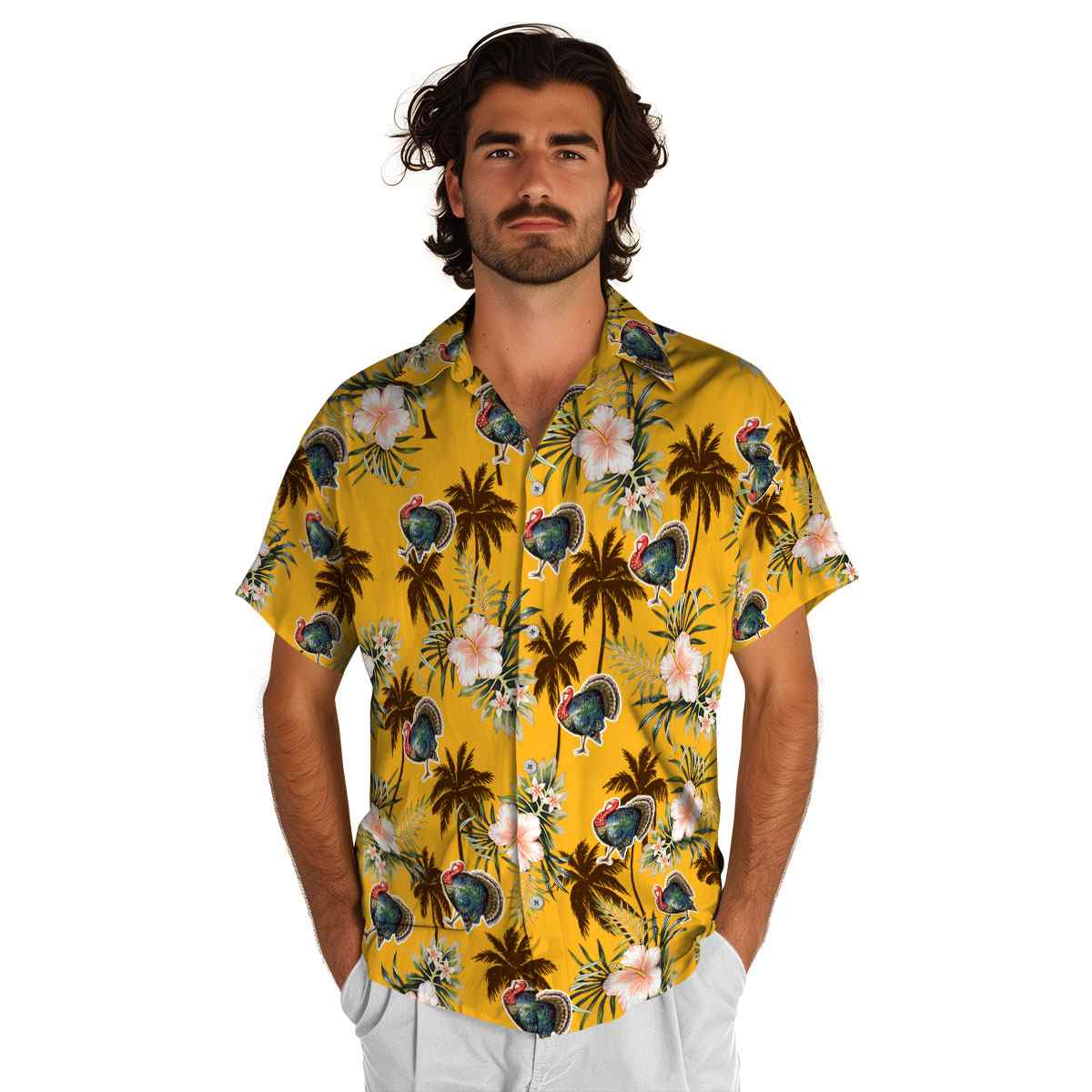 Turkey Hibiscus Palm Hawaiian Shirt New Arrival Turkey Hibiscus Palm Hawaiian Shirt New Arrival