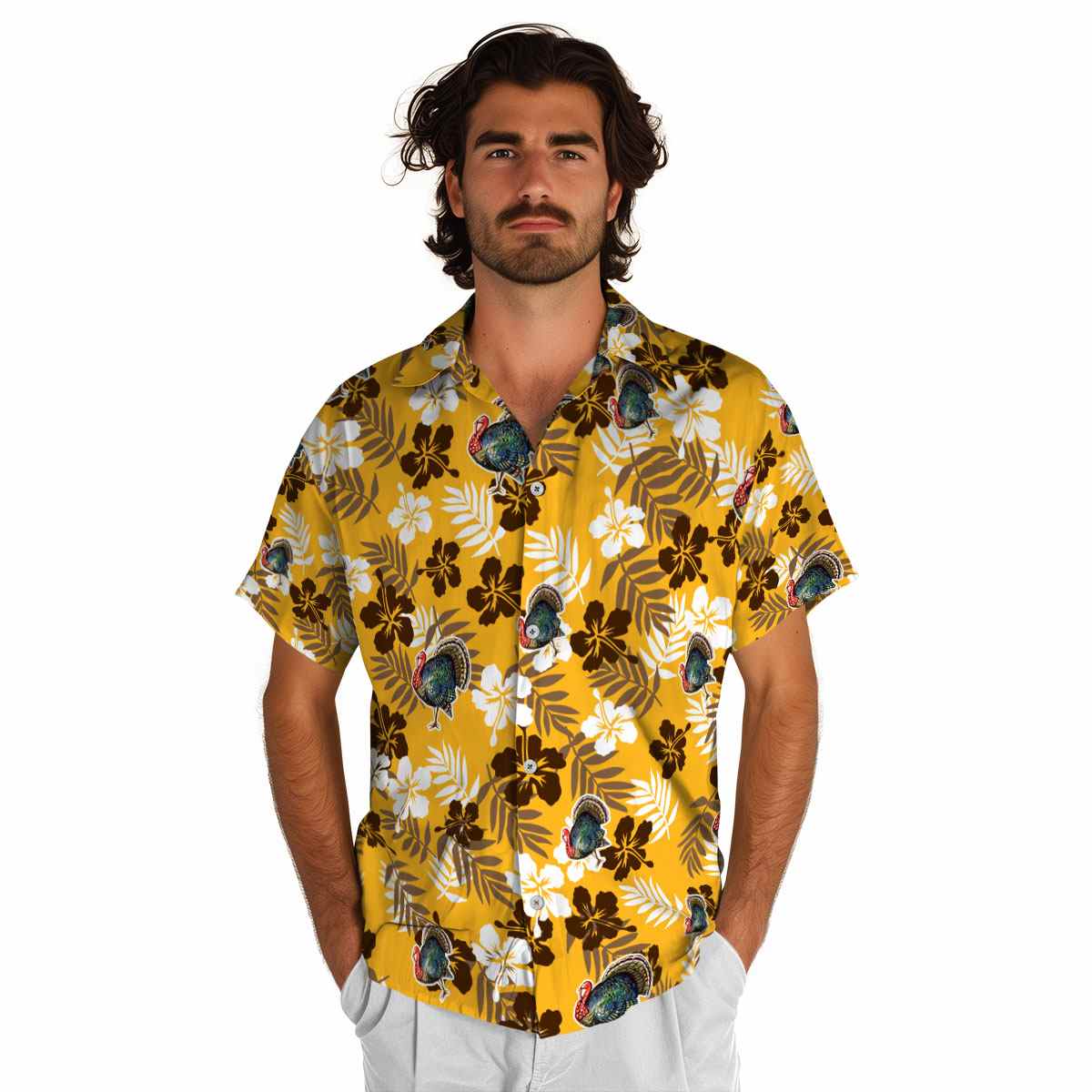 Turkey Leafy Hibiscus Hawaiian Shirt New Arrival Turkey Leafy Hibiscus Hawaiian Shirt New Arrival
