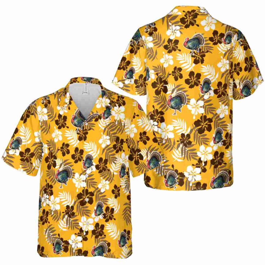 Turkey Leafy Hibiscus Hawaiian Shirt Premium grade
