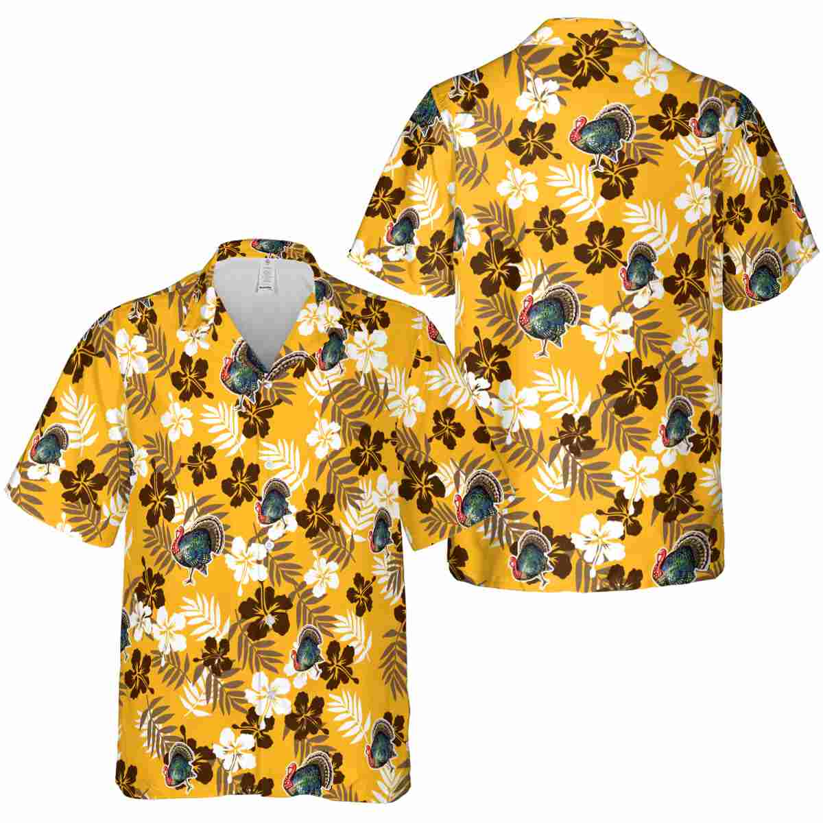 Turkey Leafy Hibiscus Hawaiian Shirt Premium grade Turkey Leafy Hibiscus Hawaiian Shirt Premium grade