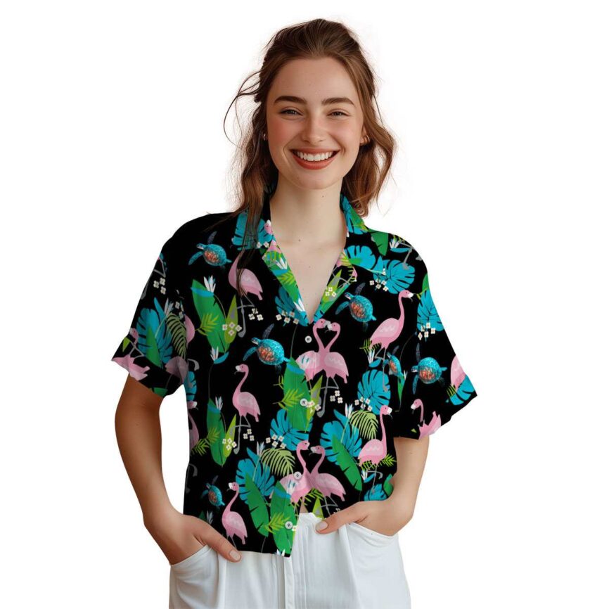 Turtle Flamingo Leaf Hawaiian Shirt Top rated