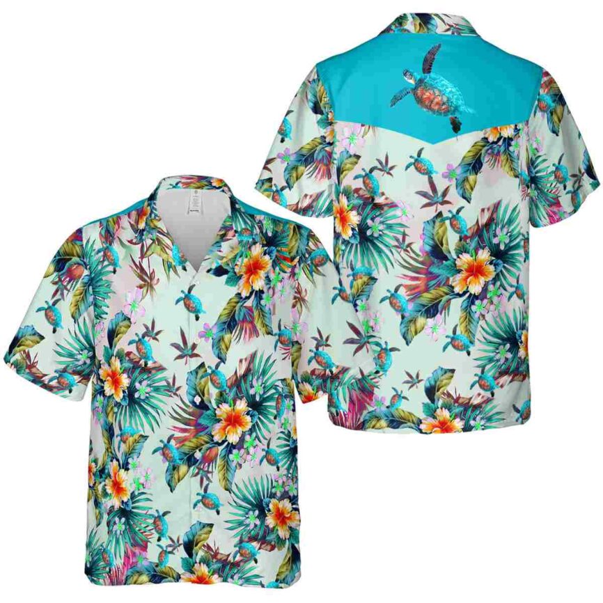 Turtle Floral Burst Hawaiian Shirt Premium grade