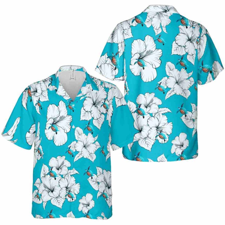 Turtle Hibiscus Flower Hawaiian Shirt Premium grade