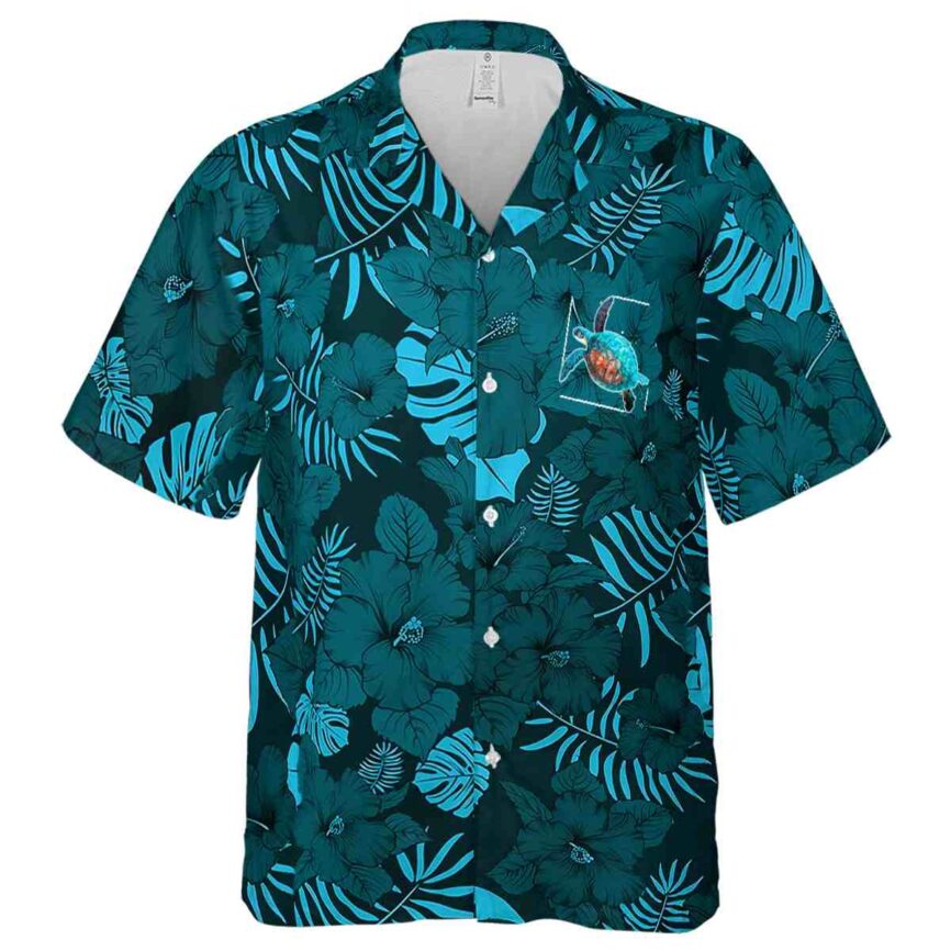 Turtle Monochrome Floral Hawaiian Shirt Fashion forward
