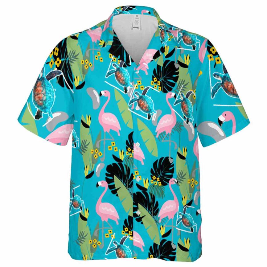 Turtle Pink Flamingo Hawaiian Shirt Fashion forward