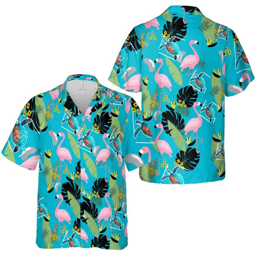 Turtle Pink Flamingo Hawaiian Shirt Premium grade
