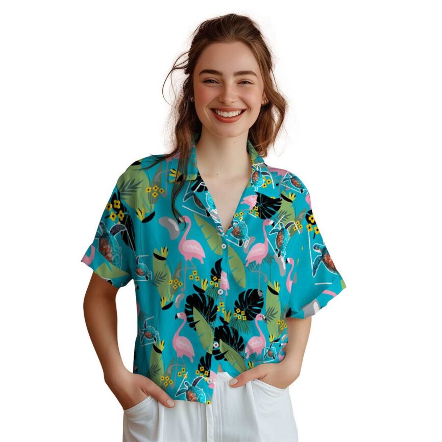 Turtle Pink Flamingo Hawaiian Shirt Top rated