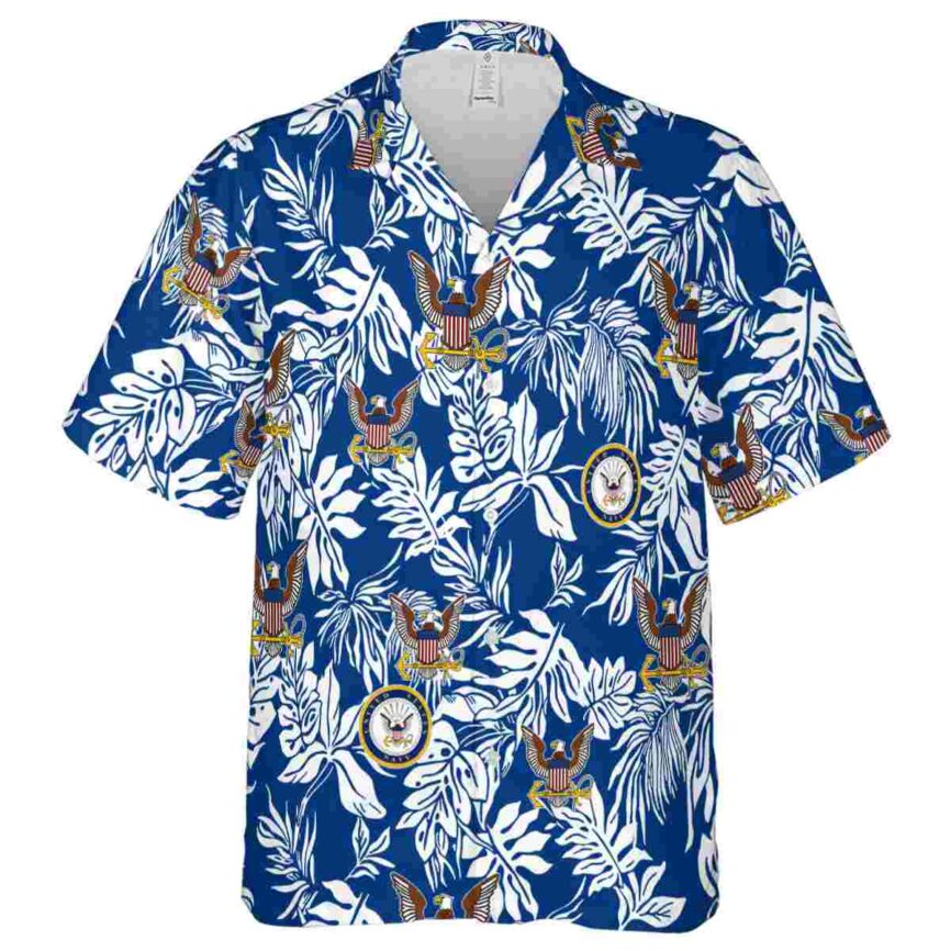US Navy Bold Foliage Hawaiian Shirt Fashion forward