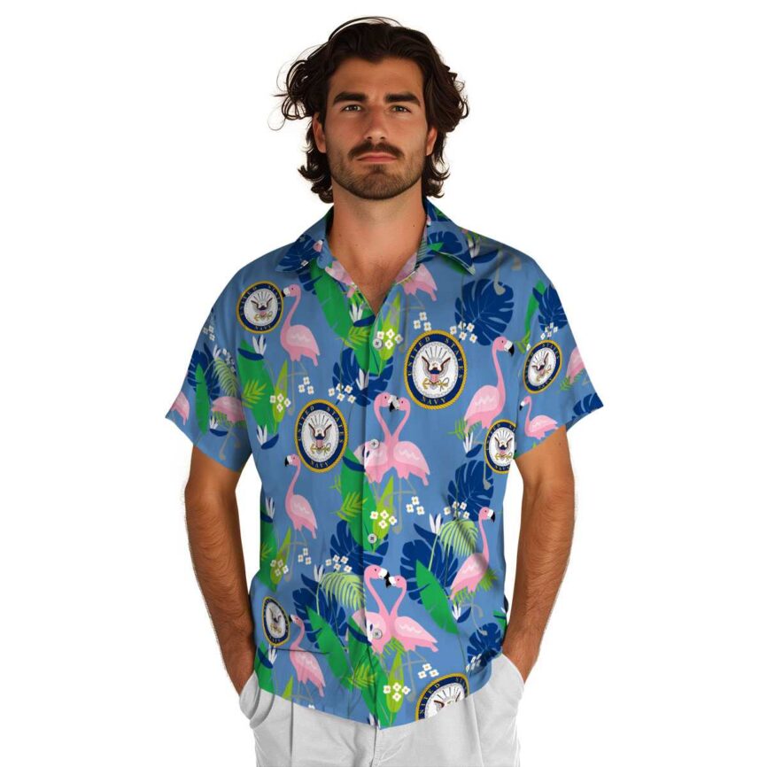 US Navy Flamingo Leaf Hawaiian Shirt New Arrival