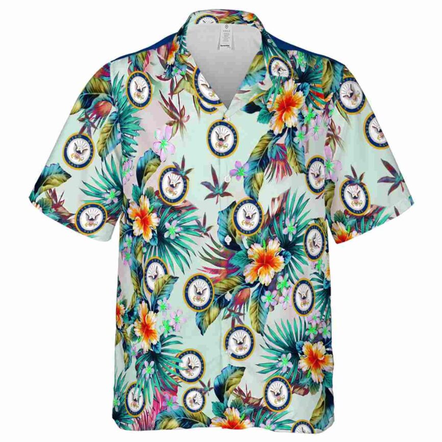 US Navy Floral Burst Hawaiian Shirt Fashion forward
