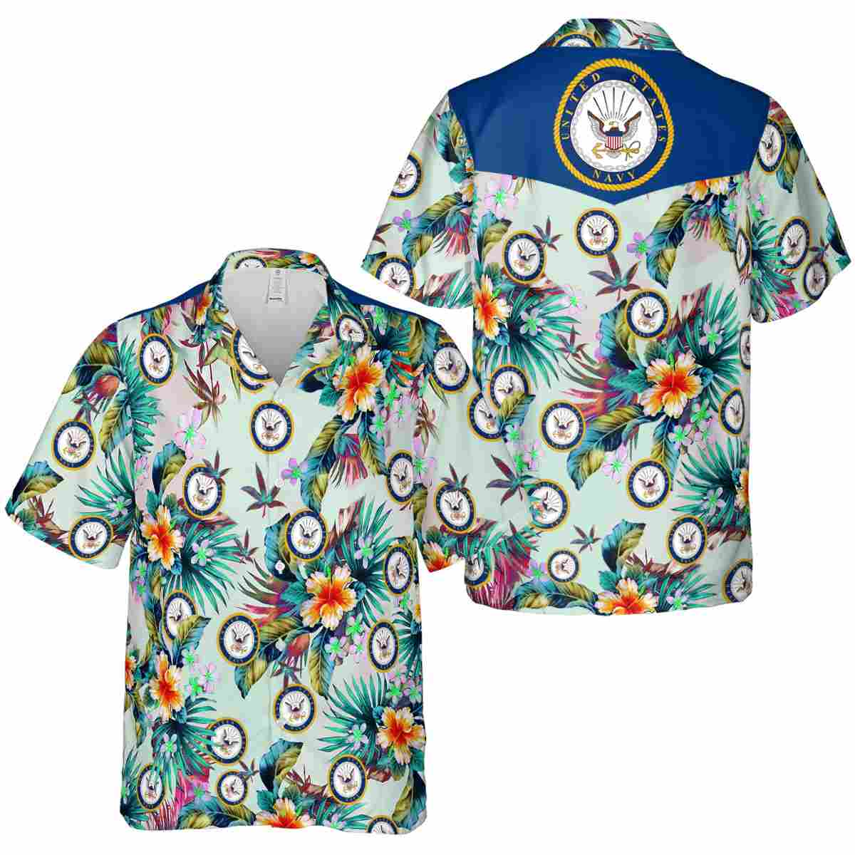 US Navy Floral Burst Hawaiian Shirt Premium grade US Navy Floral Burst Hawaiian Shirt Premium grade