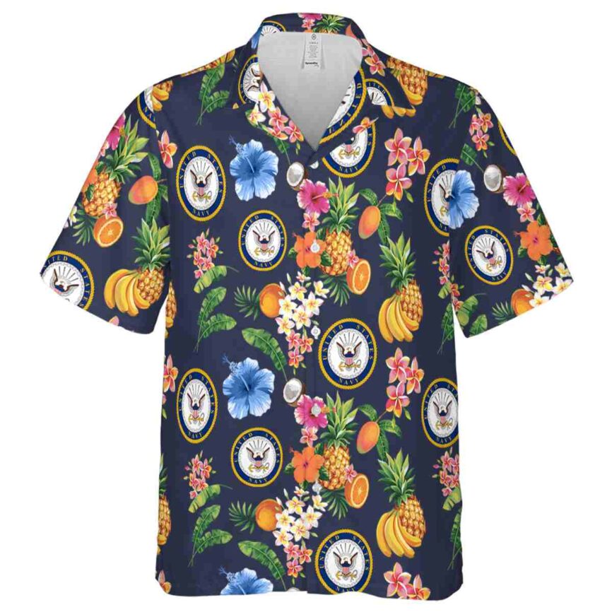 US Navy Fruit Pattern Hawaiian Shirt Fashion forward