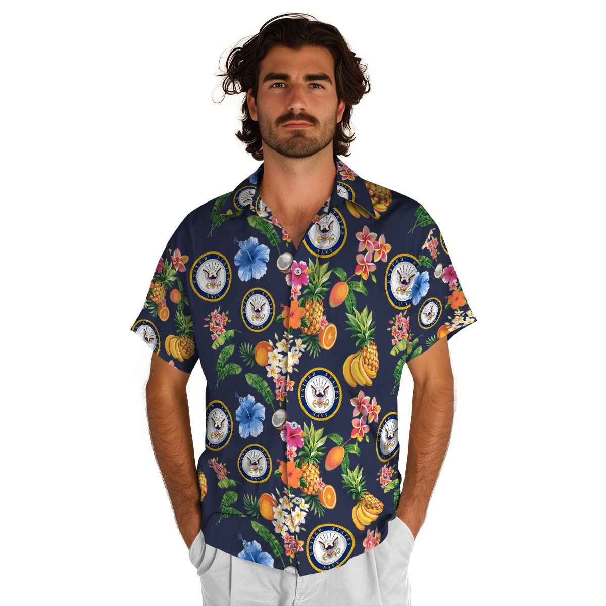 US Navy Fruit Pattern Hawaiian Shirt New Arrival US Navy Fruit Pattern Hawaiian Shirt New Arrival