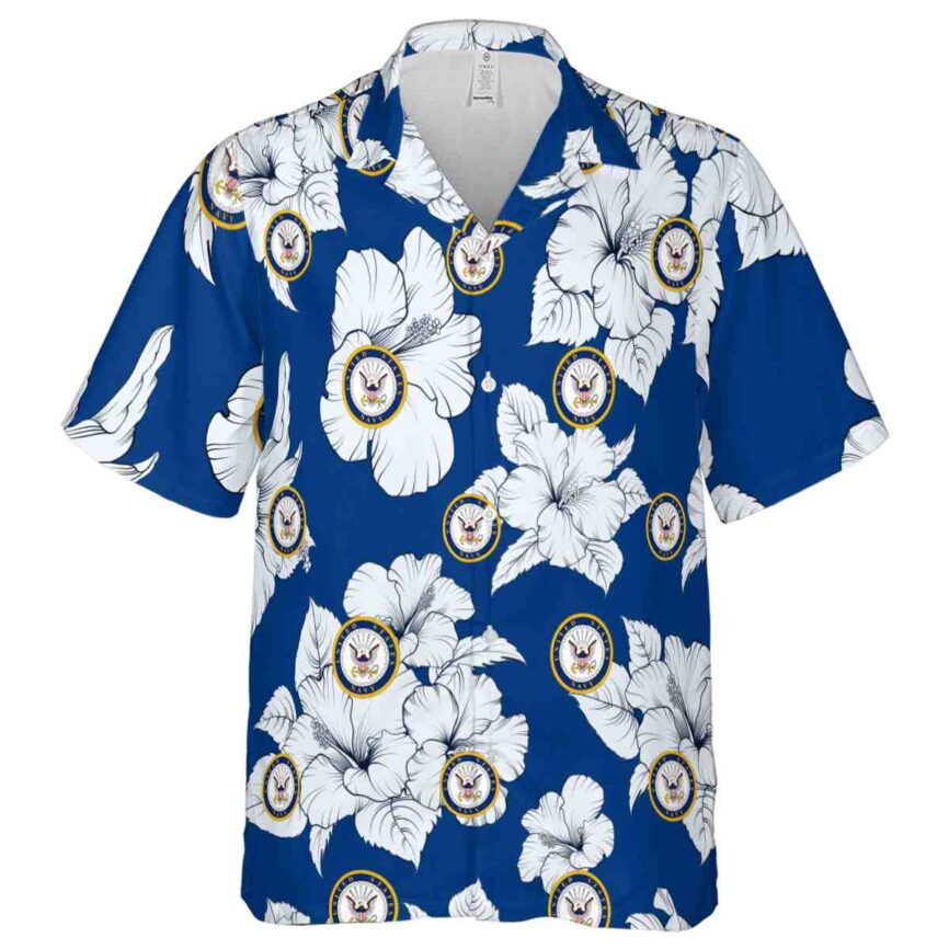 US Navy Hibiscus Flower Hawaiian Shirt Fashion forward