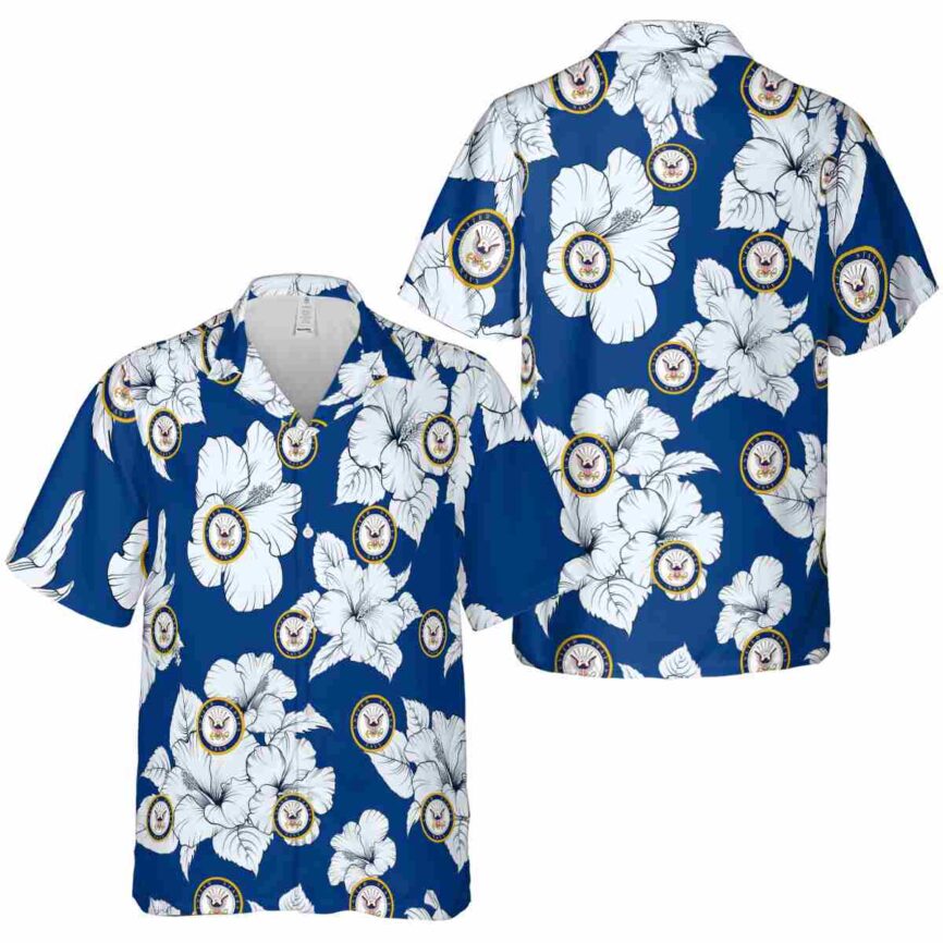 US Navy Hibiscus Flower Hawaiian Shirt Premium grade