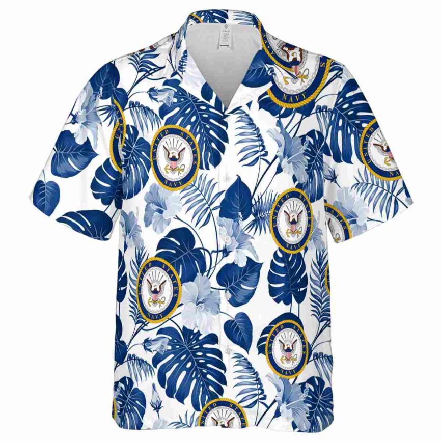 US Navy Leaf Pattern Hawaiian Shirt Fashion forward
