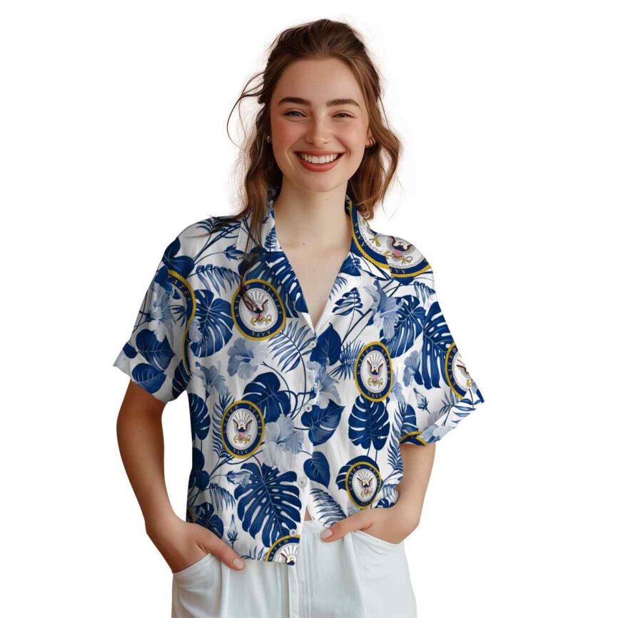 US Navy Leaf Pattern Hawaiian Shirt Top rated