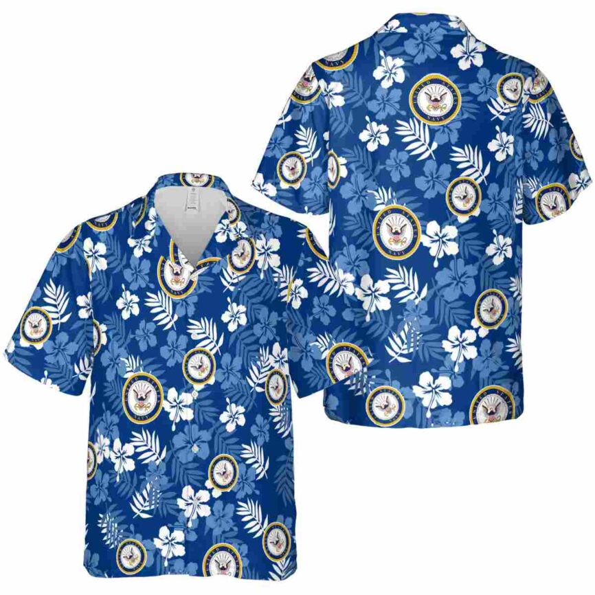 US Navy Leafy Hibiscus Hawaiian Shirt Premium grade