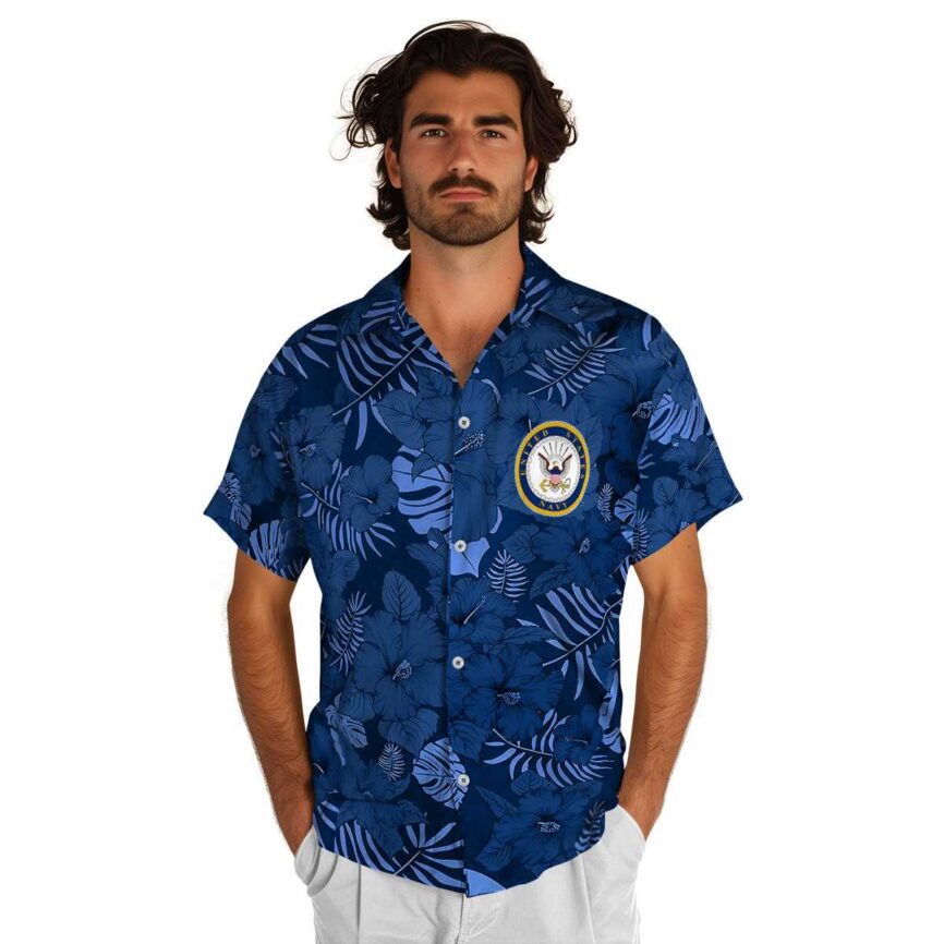 US Navy Monochrome Floral Hawaiian Shirt New Arrival