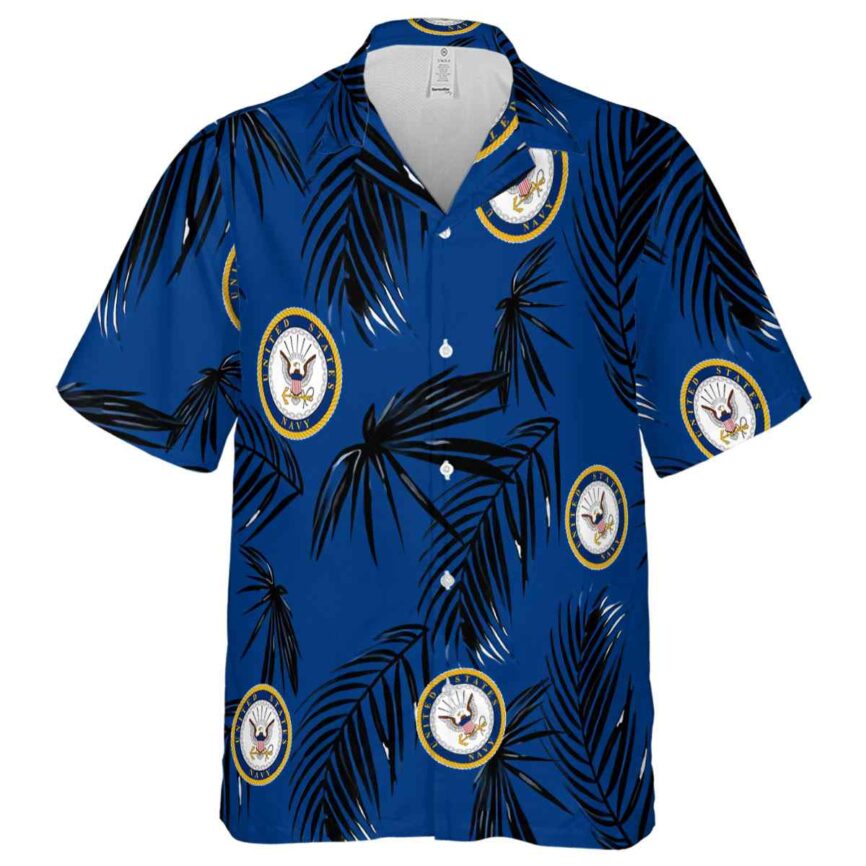 US Navy Monochrome Palm Hawaiian Shirt Fashion forward