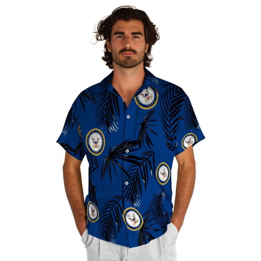 US Navy Monochrome Palm Hawaiian Shirt New Arrival