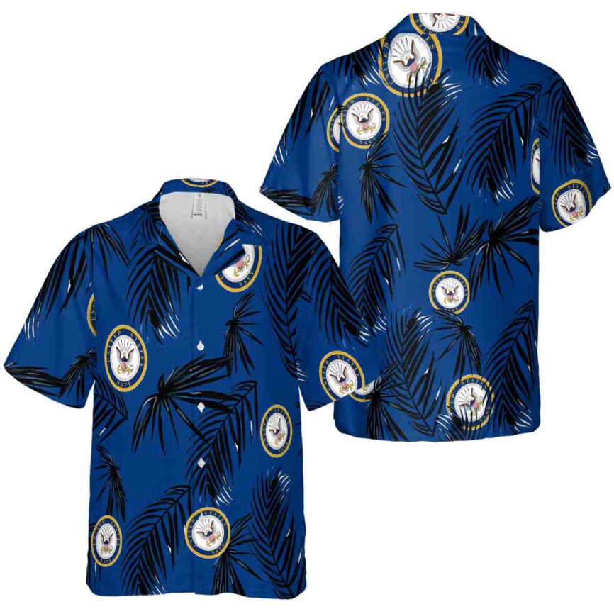 US Navy Monochrome Palm Hawaiian Shirt Premium grade
