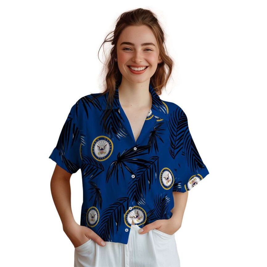 US Navy Monochrome Palm Hawaiian Shirt Top rated