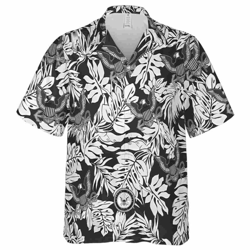 US Navy Monstera Foliage Hawaiian Shirt Fashion forward