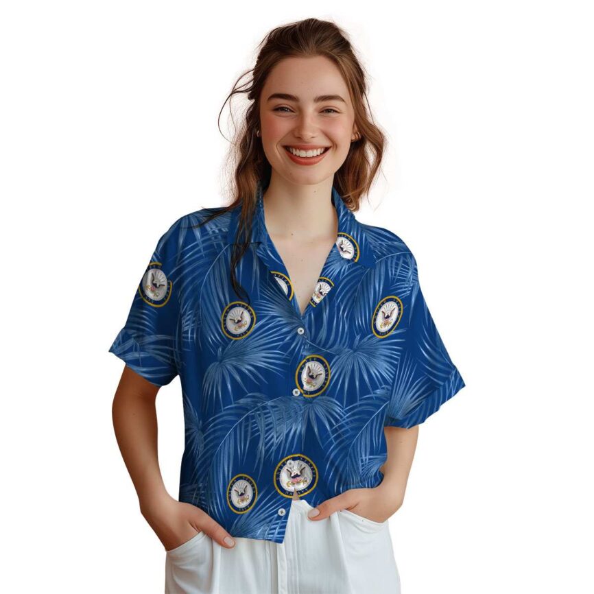 US Navy Palm Frond Hawaiian Shirt Top rated