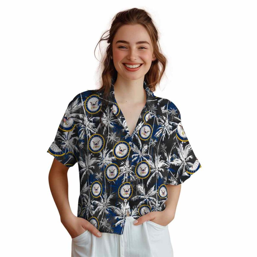 US Navy Palm Themed Hawaiian Shirt Top rated