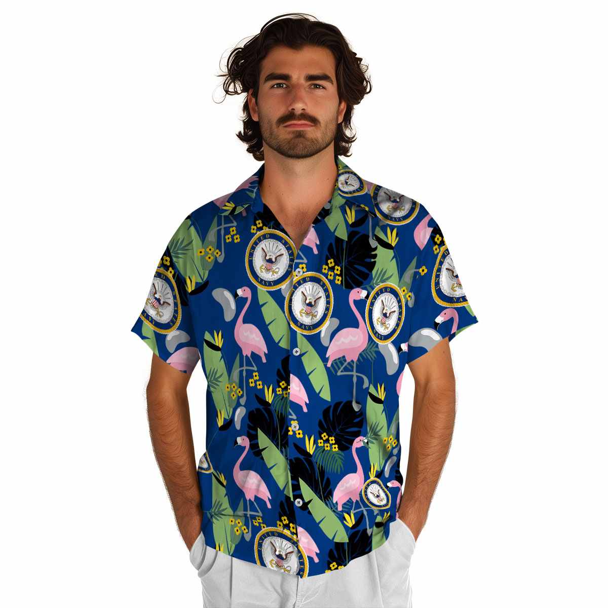 US Navy Pink Flamingo Hawaiian Shirt New Arrival US Navy Pink Flamingo Hawaiian Shirt New Arrival