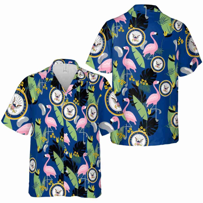 US Navy Pink Flamingo Hawaiian Shirt Premium grade