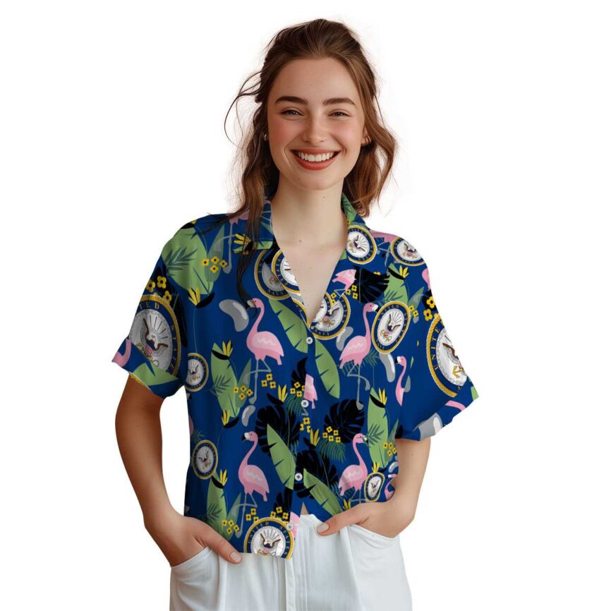 US Navy Pink Flamingo Hawaiian Shirt Top rated