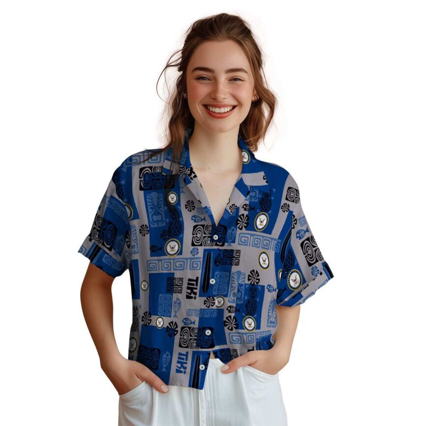 US Navy Tiki Motifs Hawaiian Shirt Top rated