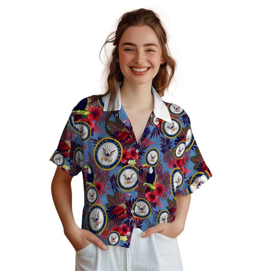 US Navy Tropical Bird Hawaiian Shirt Top rated