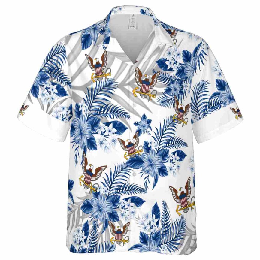 US Navy Tropical Blossom Hawaiian Shirt Fashion forward