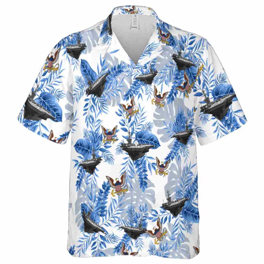 US Navy Tropical Fronds Hawaiian Shirt Fashion forward