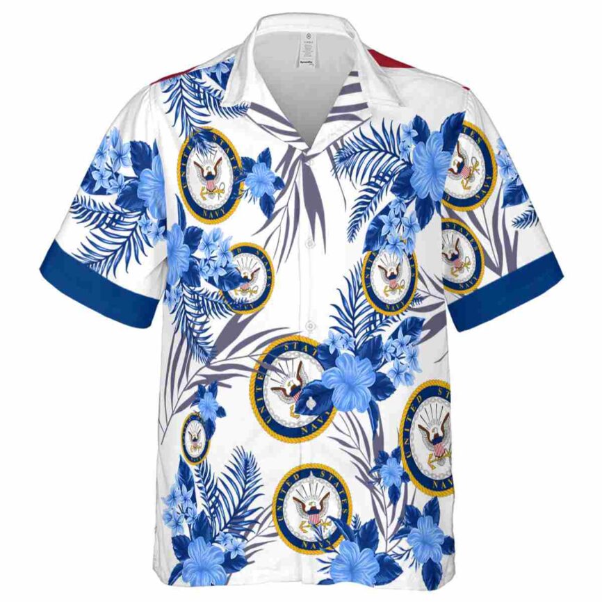 US Navy US Flag Floral Hawaiian Shirt Fashion forward