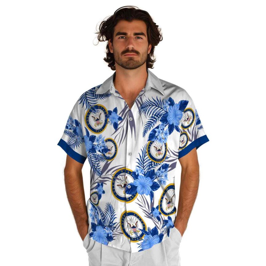 US Navy US Flag Floral Hawaiian Shirt New Arrival