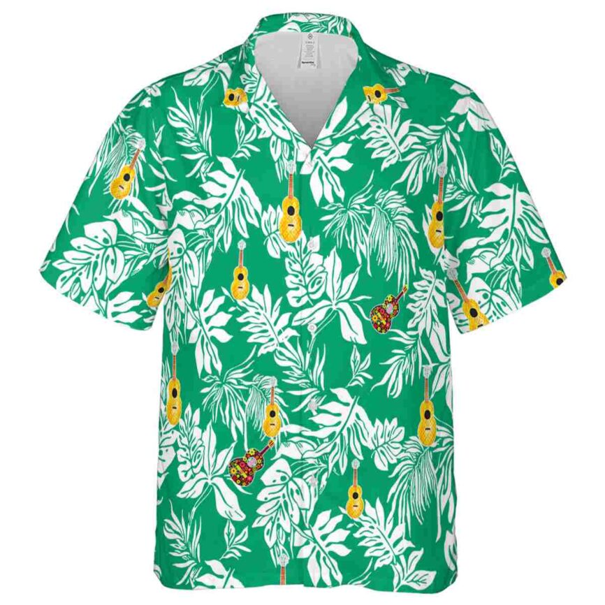 Ukulele Bold Foliage Hawaiian Shirt Fashion forward