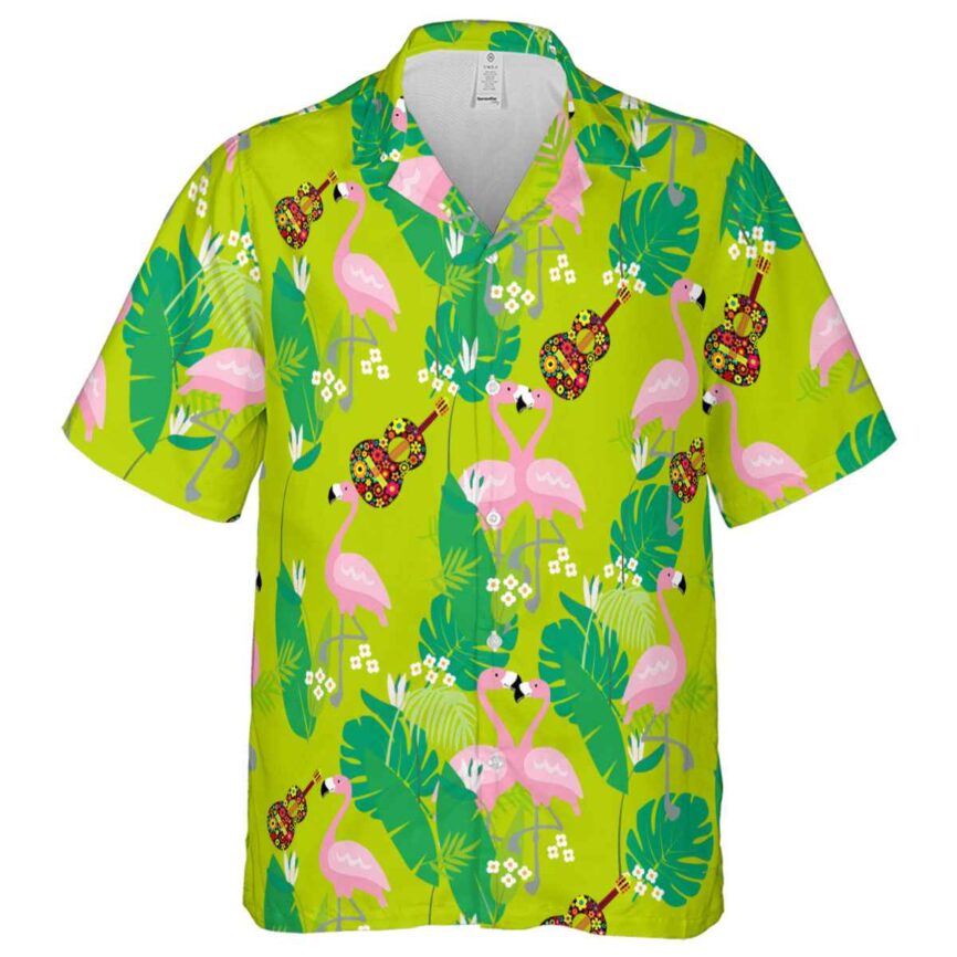 Ukulele Flamingo Leaf Hawaiian Shirt Fashion forward